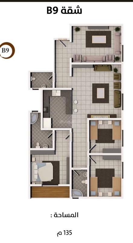 شقة 3 غرف في النرجس